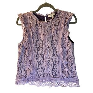 Lace Sleeveless Blouse - Lavender